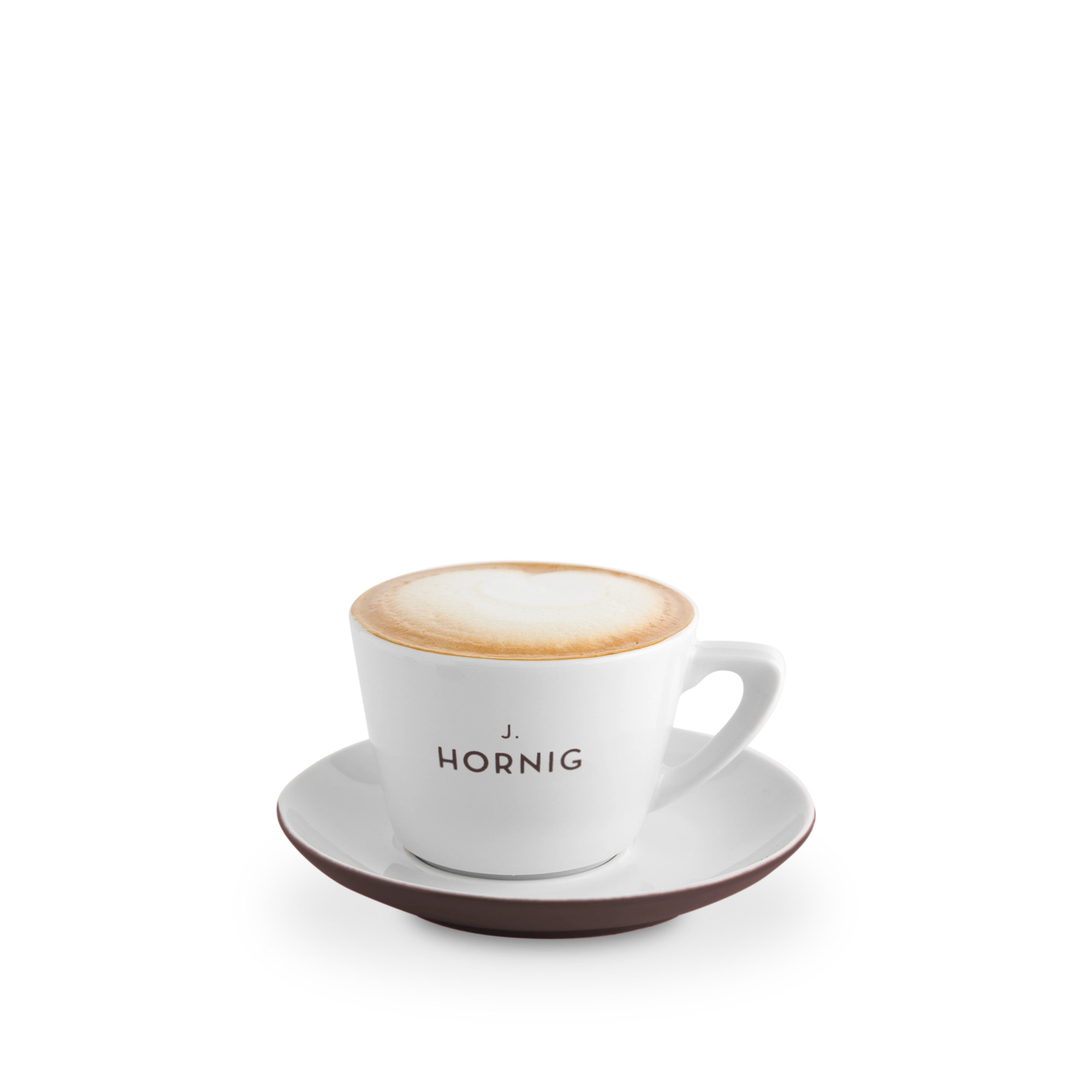 j-hornig-milchkaffeetasse-untertasse-braun-porzellan image 1