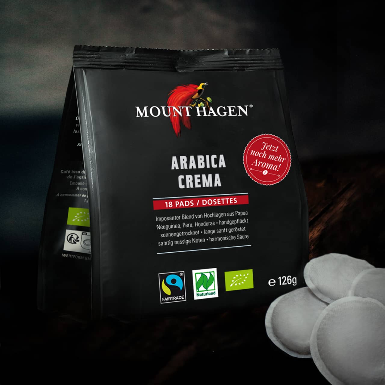 mount-hagen-arabica-crema-18-pads-126g-bio-fair image 2