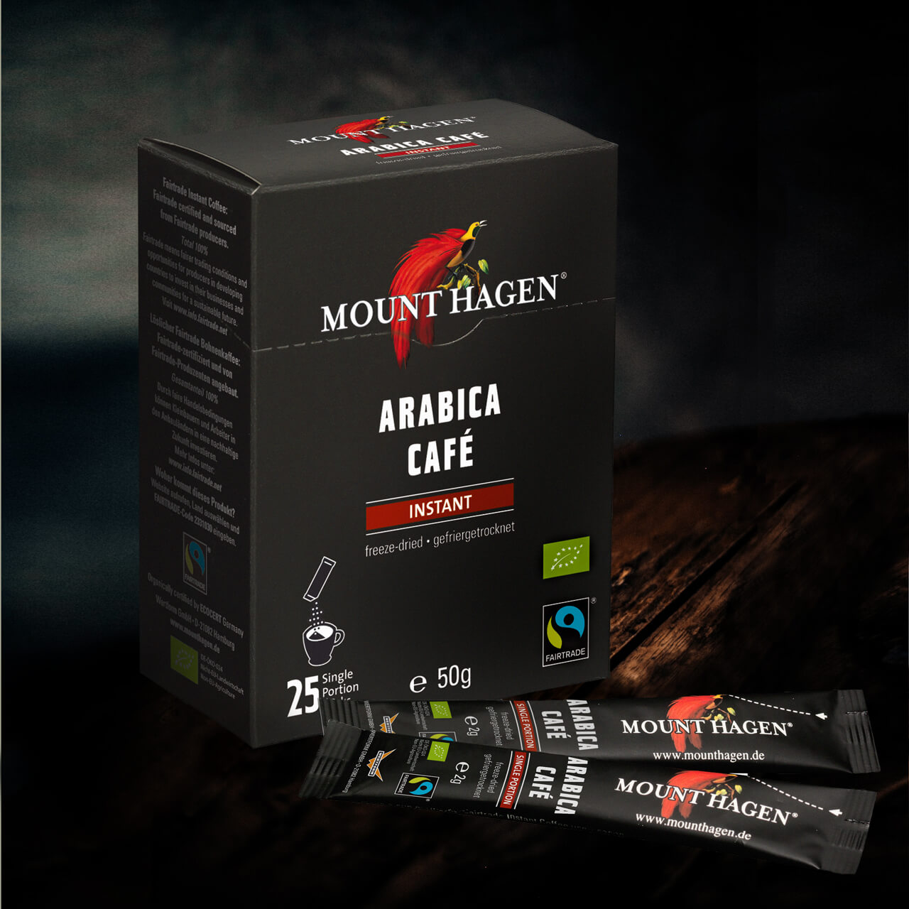 mount-hagen-arabica-kaffee-instant-25x2g-sticks-bio-fair image 2